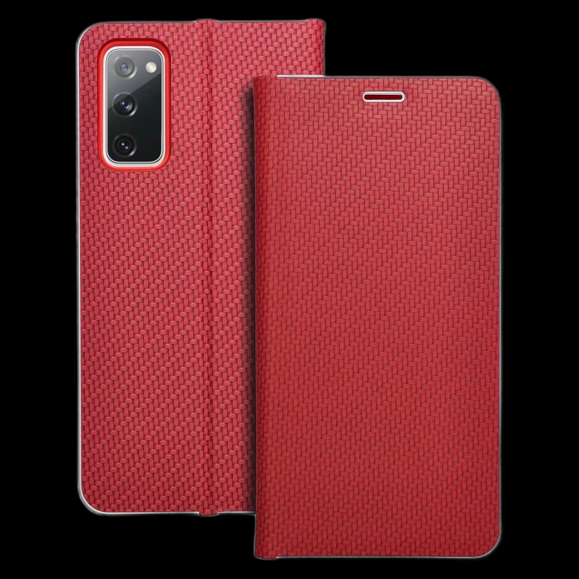Samsung S20 FE / S20 FE 5G Klapphülle Luna Book Carbon Rot 1 Samsung S20 FE / S20 FE 5G Klapphülle Luna Book Carbon Rot