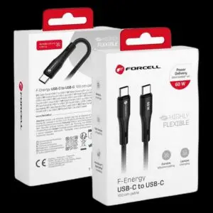 Forcell F-Energy USB-C auf USB-C Silikonkabel 60W 1m Schwarz