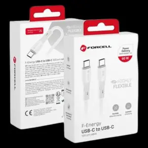 Forcell F-Energy USB-C auf USB-C Kabel 60W 1m Weiß