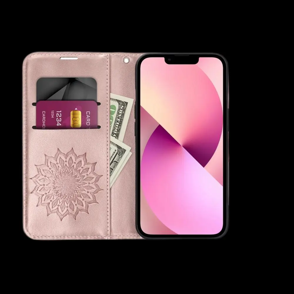 iPhone 12 / 12 Pro Klapphülle Mezzo Book - Mandala Roségold – Bild 3