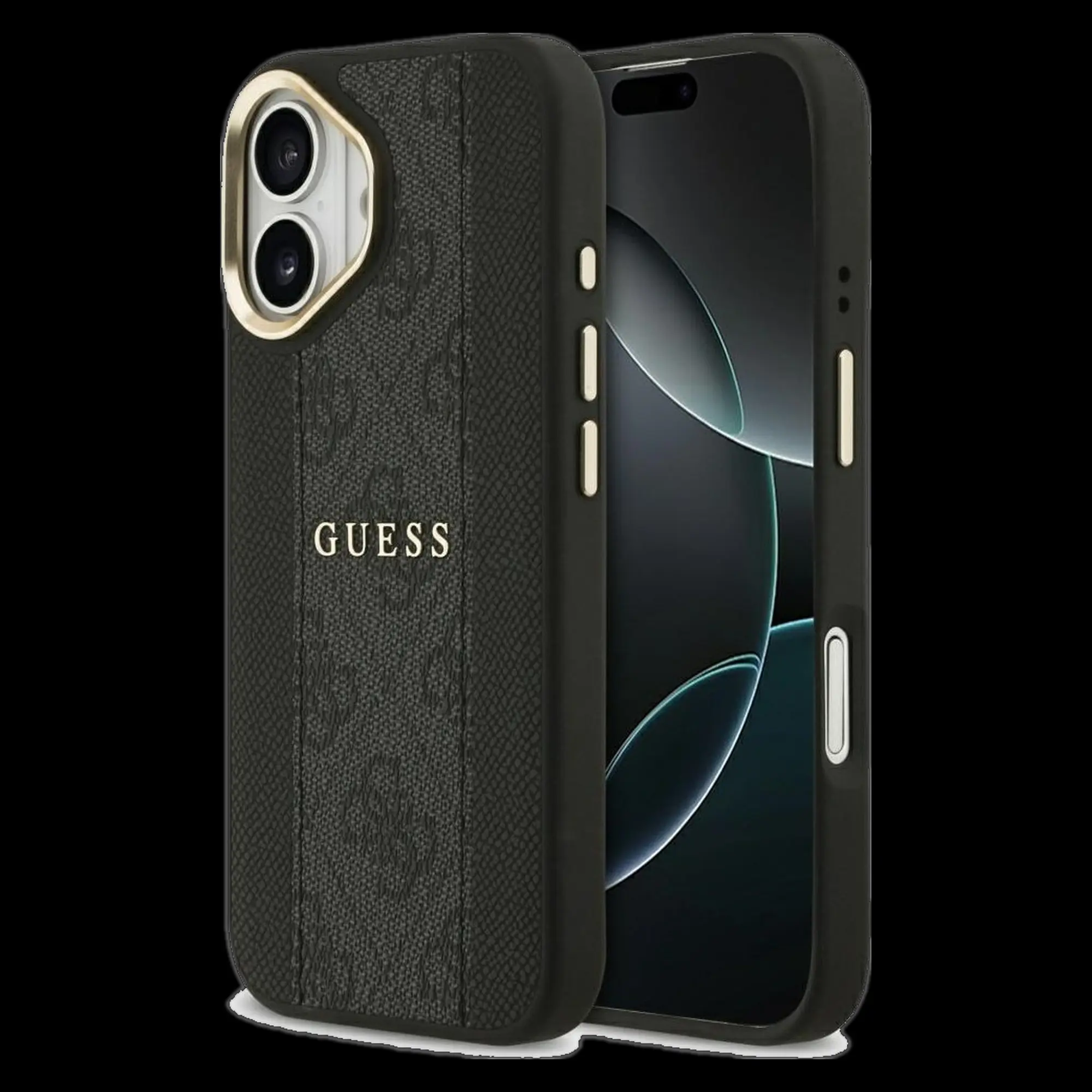 GUESS Schutzhülle für iPhone 17 (MagSafe kompatibel) PU 4G Stripe - Schwarz 1 GUESS Schutzhülle für iPhone 17 (MagSafe kompatibel) PU 4G Stripe - Schwarz