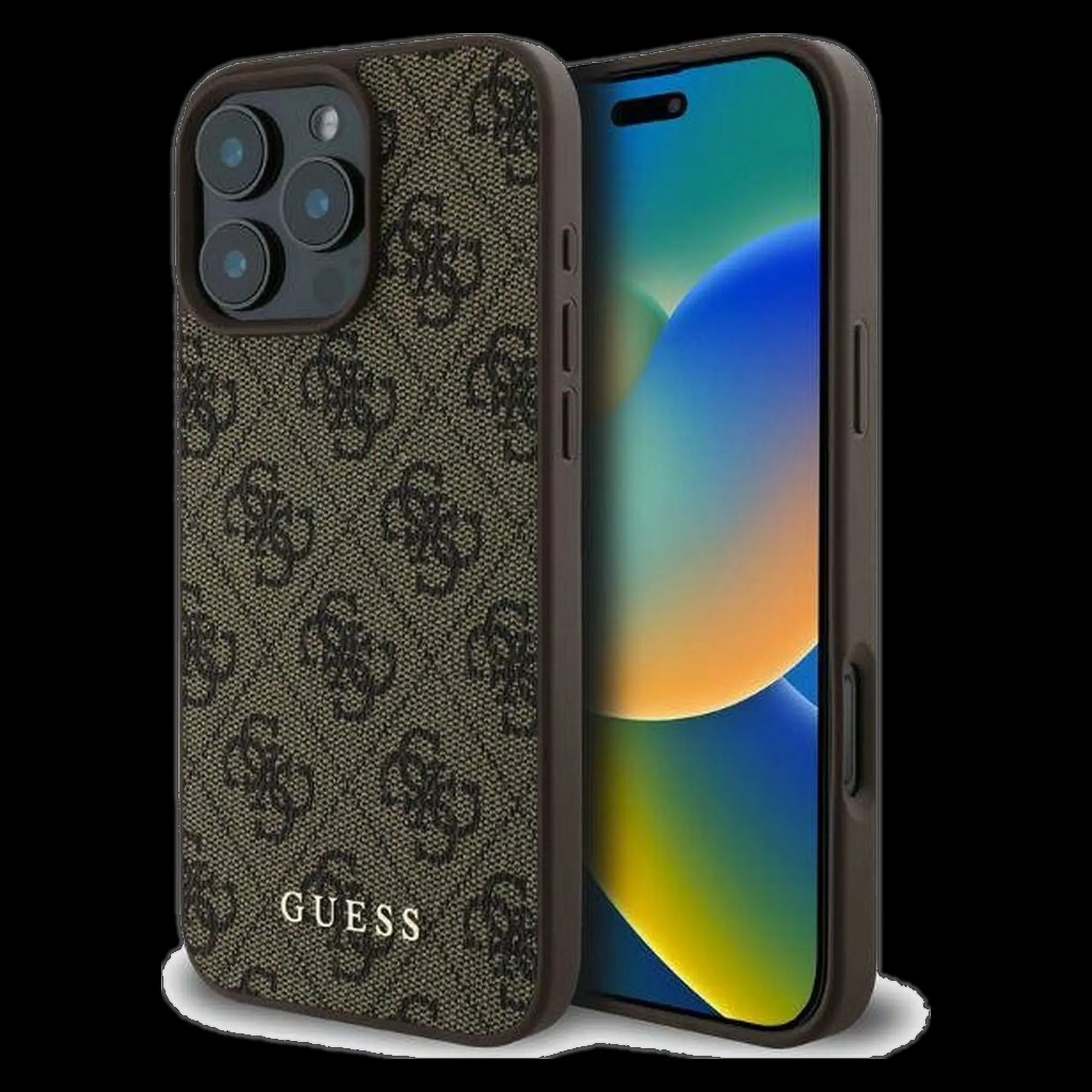 GUESS Schutzhülle für iPhone 16 Pro (PU 4G Classic) – Braun