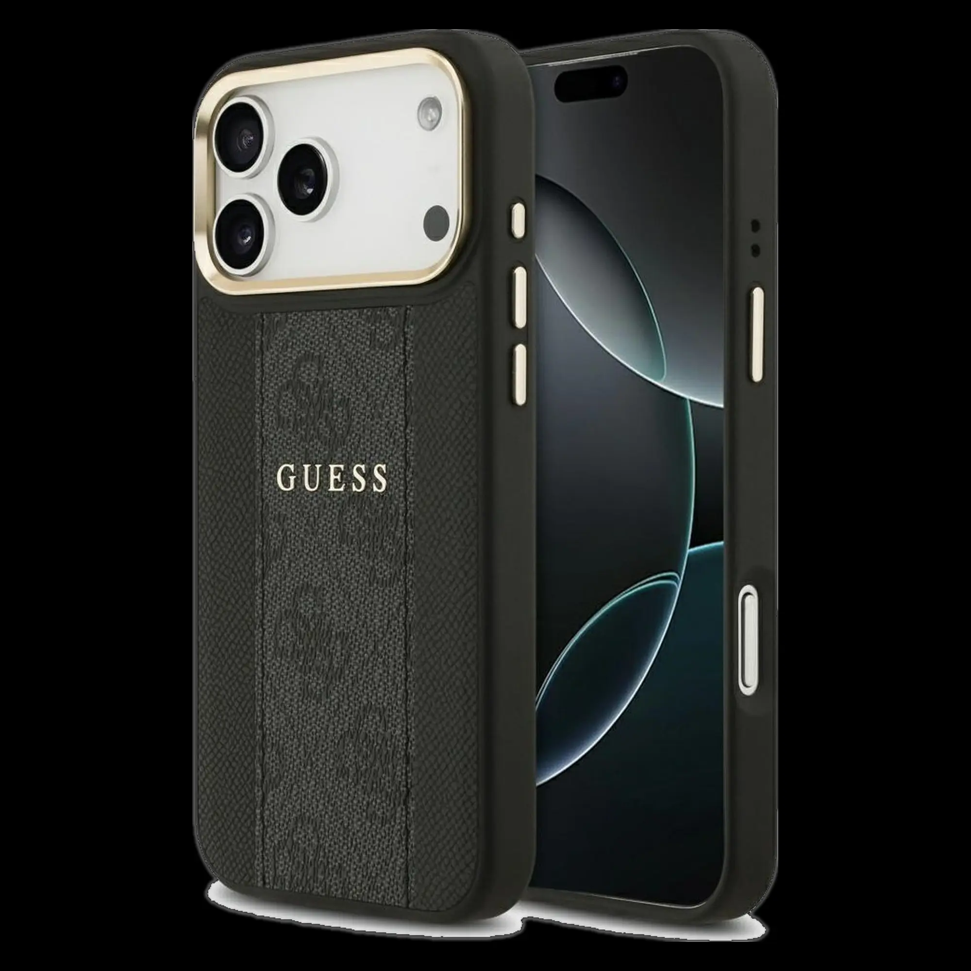 GUESS Schutzhülle für iPhone 17 Pro Max mit MagSafe (PU 4G Stripe) Schwarz 1 GUESS Schutzhülle für iPhone 17 Pro Max mit MagSafe (PU 4G Stripe) Schwarz
