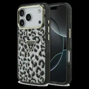 GUESS Schutzhülle für iPhone 17 Pro – Leopard Glitter MagSafe Edition