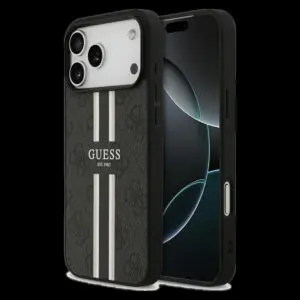 GUESS Schutzhülle für iPhone 17 Pro Max mit MagSafe (4G Printed Stripes) Schwarz