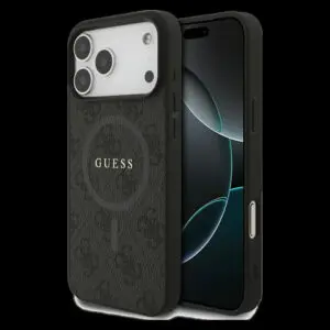 GUESS Schutzhülle für iPhone 17 Pro Max mit MagSafe (PU 4G Ring Classic Logo) Schwarz