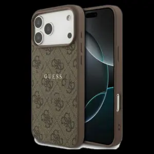 GUESS Schutzhülle für iPhone 17 Pro Max mit MagSafe (PU 4G Ring Classic Logo) Braun