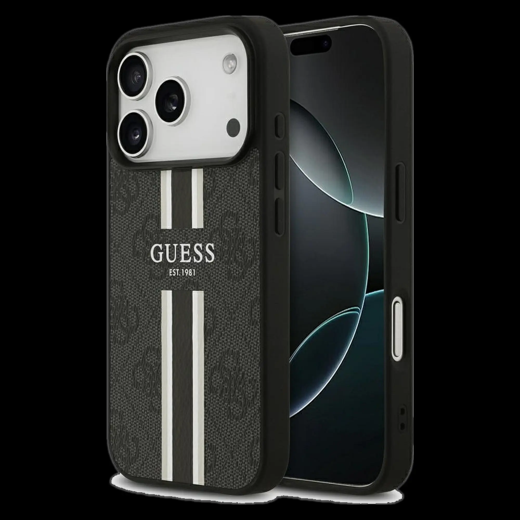 GUESS Schutzhülle für iPhone 17 Pro mit MagSafe (4G Printed Stripes) Schwarz 1 GUESS Schutzhülle für iPhone 17 Pro mit MagSafe (4G Printed Stripes) Schwarz