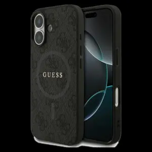 GUESS Schutzhülle für iPhone 17 mit MagSafe (PU 4G Ring Classic Logo) Schwarz