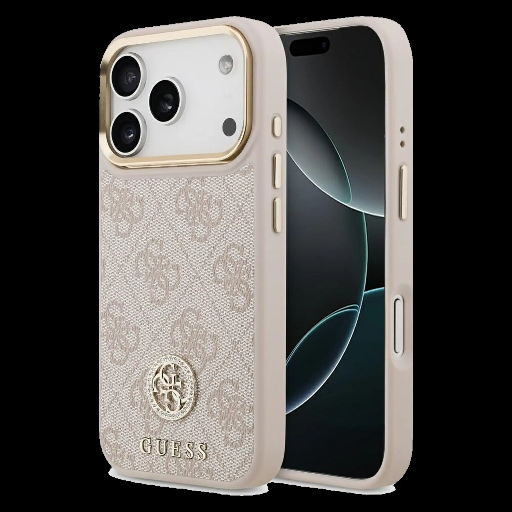GUESS Schutzhülle für iPhone 17 Pro mit MagSafe (PU 4G Strass Logo) - Rosa 1 GUESS Schutzhülle für iPhone 17 Pro mit MagSafe (PU 4G Strass Logo) - Rosa