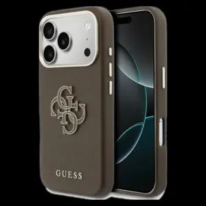 GUESS Schutzhülle für iPhone 17 Pro Max (PU FW Resin Logo) Braun