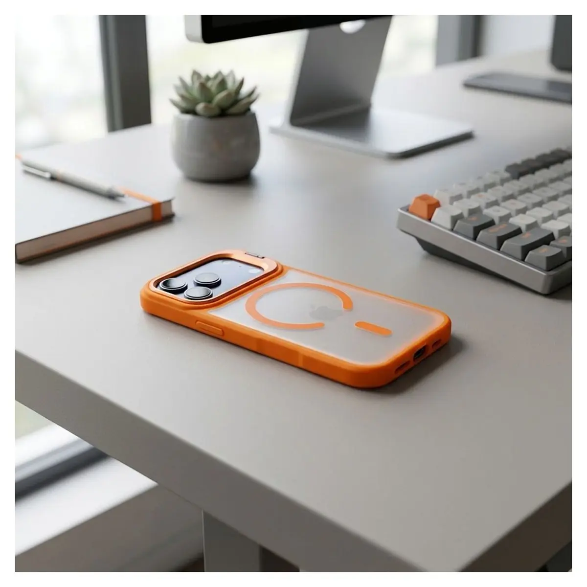 iPhone 18/17 Pro Max Hülle Orange – Forcell Shadow Stand MagSafe – Bild 4