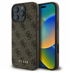 iPhone 16 Pro Hülle Braun – GUESS PU 4G Classic