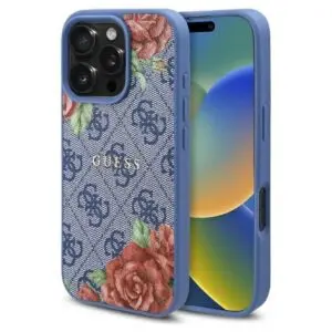 iPhone 16 Pro Hülle Blau – GUESS 4G Flowers Print