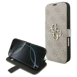 iPhone 17 Pro Klapphülle Pink – GUESS PU 4G Metal Logo