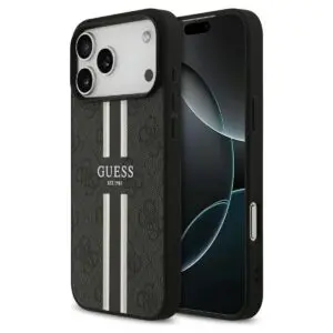 iPhone 17 Pro Max Hülle Schwarz – GUESS 4G Printed Stripes, MagSafe