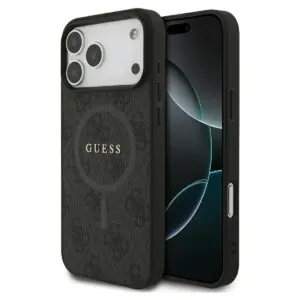 iPhone 17 Pro Max Hülle Schwarz – GUESS PU 4G Ring Classic Logo, MagSafe