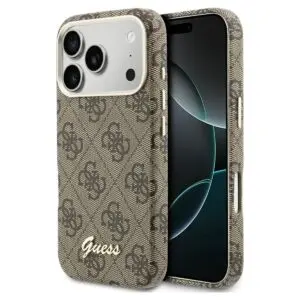 iPhone 17 Pro Max Hülle Braun – GUESS PU FW 4G Script, MagSafe
