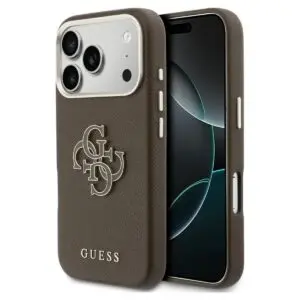 iPhone 17 Pro Max Hülle Braun – GUESS PU FW Resin Logo