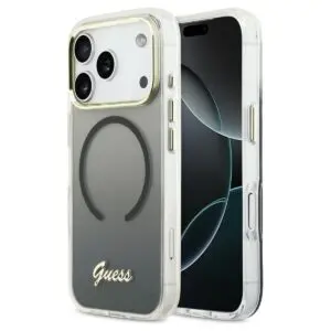 iPhone 17 Pro Hülle Schwarz – GUESS IML Gradient Script Metal, MagSafe